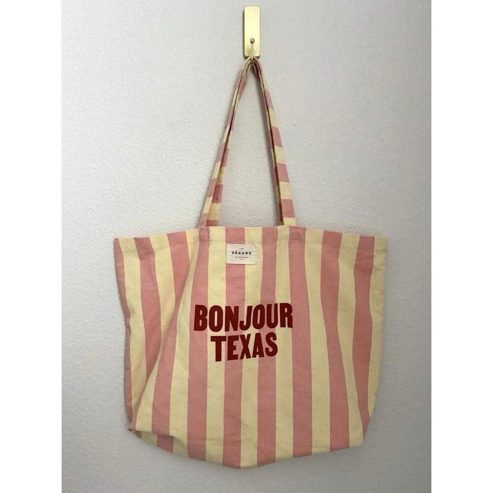 Sézane Canvas Striped Cotton Canvas Contemporary Texas‎ Tote Bag